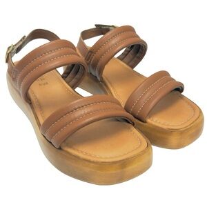 New Bella Vita Brown Leather Platform Sandals Size 9.5